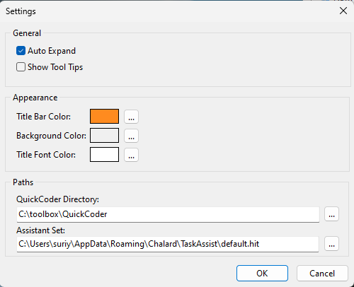 Task Assistant Settings